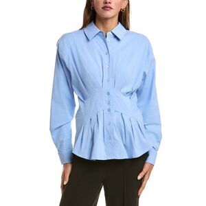 Luxe Always Womens  Pleated Shirt, Blue